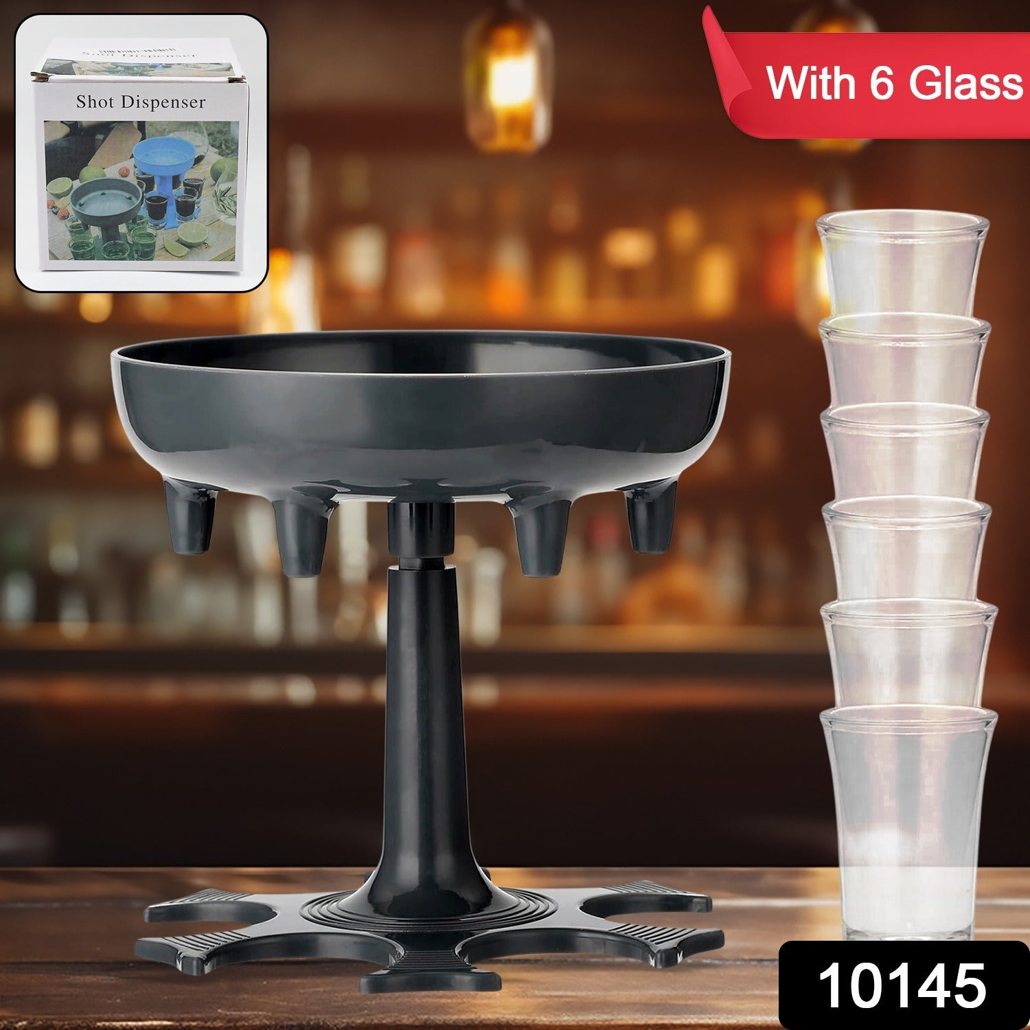 6 Shot Win Glass Dispensers With Tray  6 Pcs Glass 6 Shot Win Glass Dispensers With Tray  6 Pcs Glass